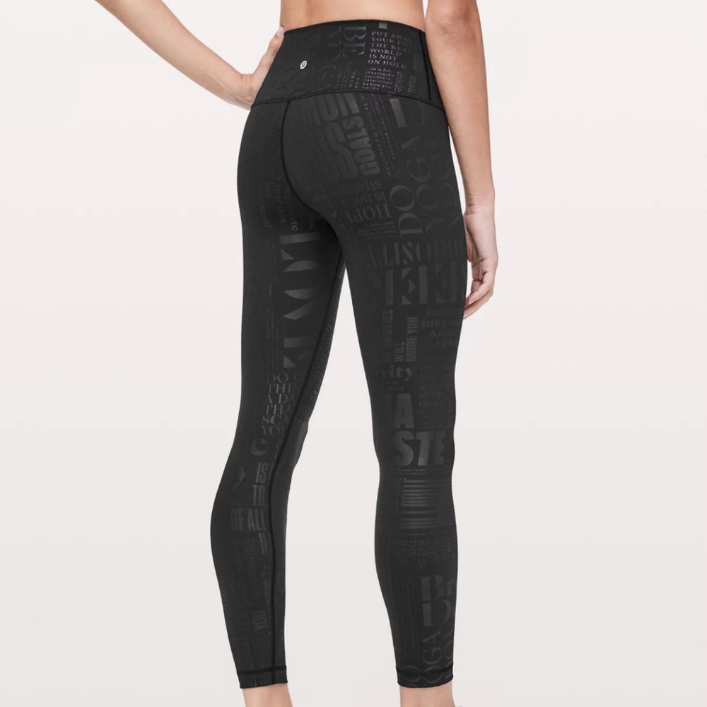 lululemon athletica Black Tonal Text Print Leggings